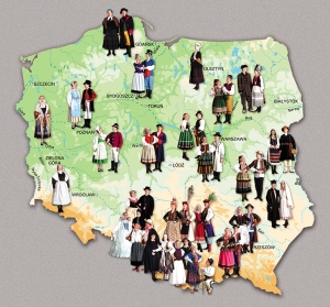 map of costumes from poland